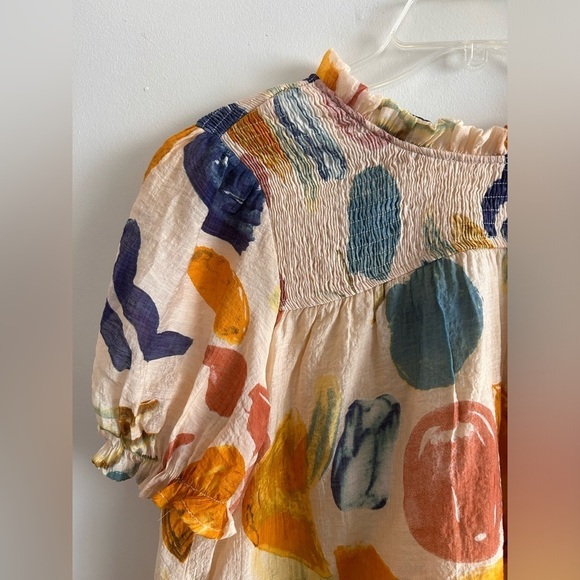 Hayden Women’s Textured Smock Detail Ruffle Top Size Large - Picture 3 of 10